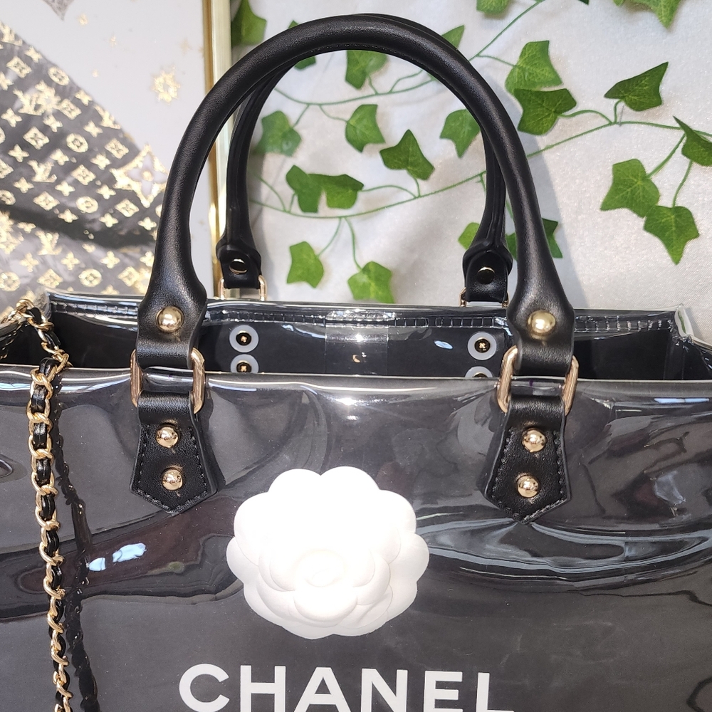 Chanel Black Patent Camellia Tote Bag - Picture 7 of 11